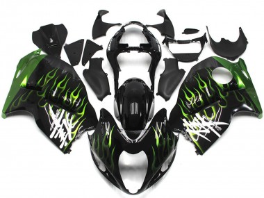 1997-2007 Schwarz Mit Dunkelgrün Flamme GSXR 1300 Motorrad Verkleidungen