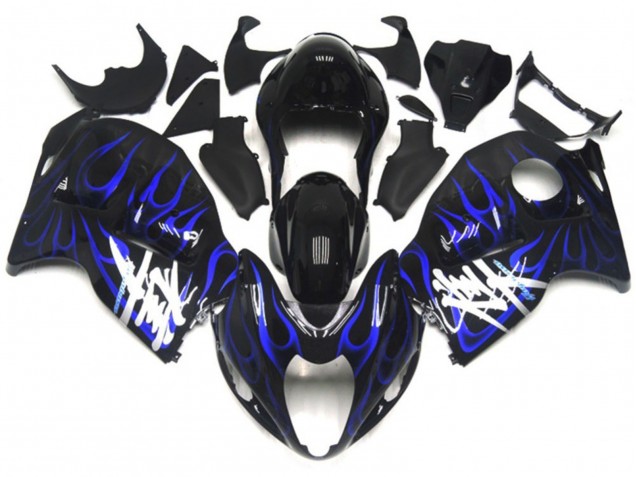 1997-2007 Schwarz Mit Tiefes Blau Flamme GSXR 1300 Motorrad Verkleidungen 1997-2007 Schwarz Mit Tiefes Blau Flamme GSXR 1300 Motorrad Verkleidungen