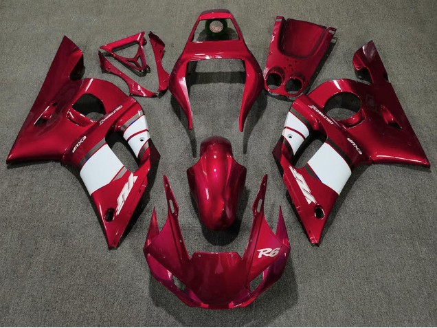 1998-2002 Tiefrot & Weiß R6 Motorrad Verkleidungen 1998-2002 Tiefrot & Weiß R6 Motorrad Verkleidungen