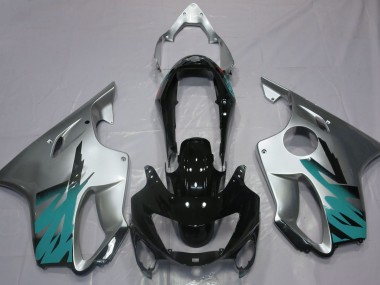1999-2000 Silber Glänzend & Blaugrün CBR600 F4 Motorrad Verkleidungen