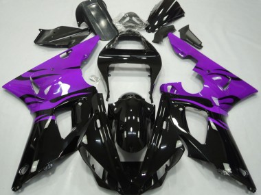 2000-2001 Schwarz Flamme & Lila R1 Motorrad Verkleidungen