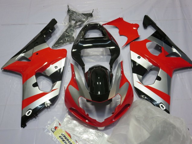 2000-2002 Rot-Silber & Schwarz GSXR 1000 Motorrad Verkleidungen 2000-2002 Rot-Silber & Schwarz GSXR 1000 Motorrad Verkleidungen