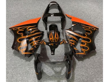 2000-2002 Schwarz Glänzend & Orange Flame ZX6R Motorrad Verkleidungen