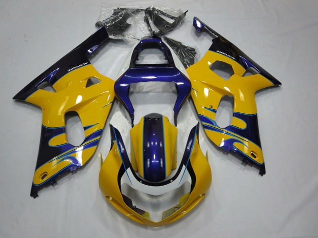 2001-2003 Gelb Blau GSXR 600-750 Motorrad Verkleidungen 2001-2003 Gelb Blau GSXR 600-750 Motorrad Verkleidungen