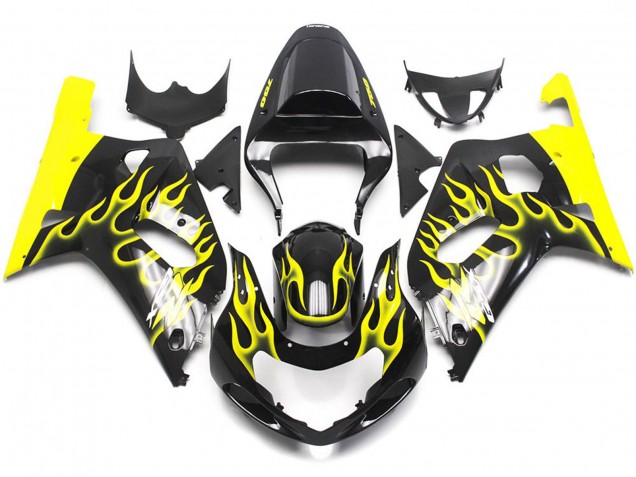 2001-2003 Leuchtend Gelb Flamme GSXR 600-750 Motorrad Verkleidungen 2001-2003 Leuchtend Gelb Flamme GSXR 600-750 Motorrad Verkleidungen