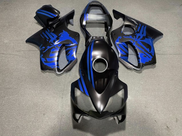 2001-2003 Matt Schwarzer & Blauer Totenkopf CBR600 F4i Motorrad Verkleidungen 2001-2003 Matt Schwarzer & Blauer Totenkopf CBR600 F4i Motorrad Verkleidungen