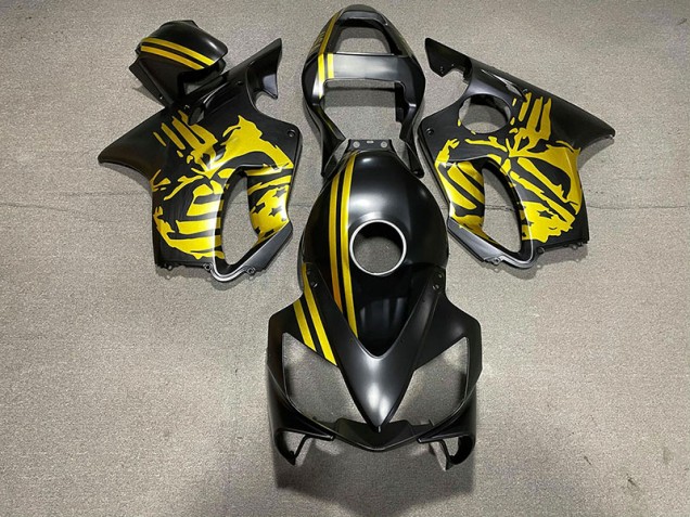 2001-2003 Matt Schwarzer & Goldener Totenkopf CBR600 F4i Motorrad Verkleidungen 2001-2003 Matt Schwarzer & Goldener Totenkopf CBR600 F4i Motorrad Verkleidungen