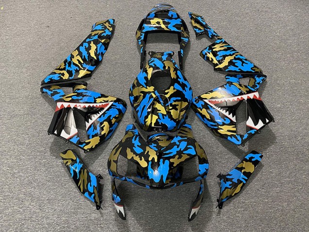 2003-2004 Blau & Gold Camo CBR600RR Motorrad Verkleidungen