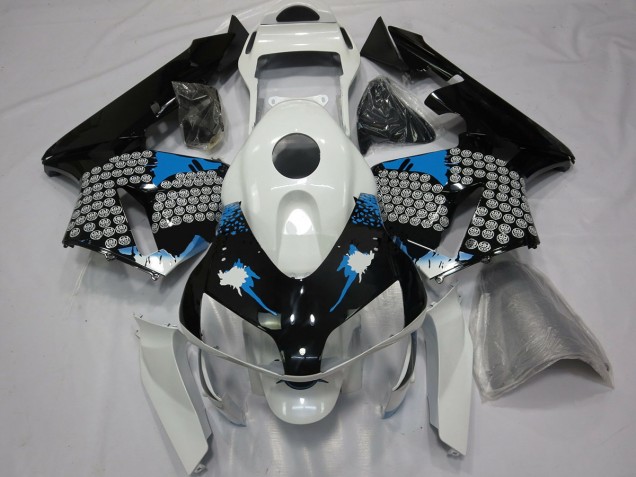 2003-2004 Blaue Weiße & Schwarze Spritzer CBR600RR Motorrad Verkleidungen 2003-2004 Blaue Weiße & Schwarze Spritzer CBR600RR Motorrad Verkleidungen