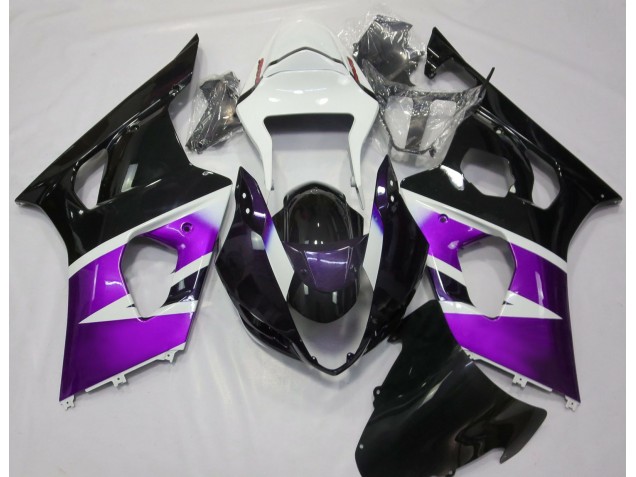 2003-2004 Glanz Lila & Weiß GSXR 1000 Motorrad Verkleidungen 2003-2004 Glanz Lila & Weiß GSXR 1000 Motorrad Verkleidungen