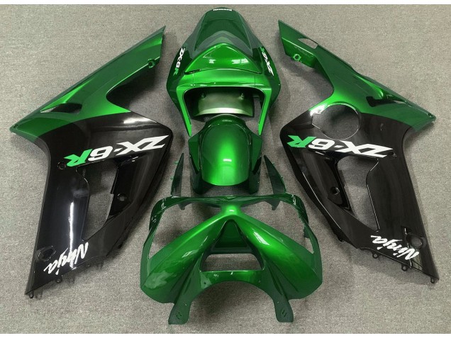2003-2004 Glänzend Grün & Schwarz ZX6R Motorrad Verkleidungen