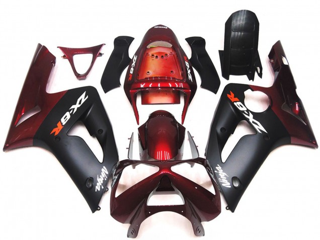 2003-2004 Matt Schwarz & Kastanienbraun ZX6R Motorrad Verkleidungen 2003-2004 Matt Schwarz & Kastanienbraun ZX6R Motorrad Verkleidungen