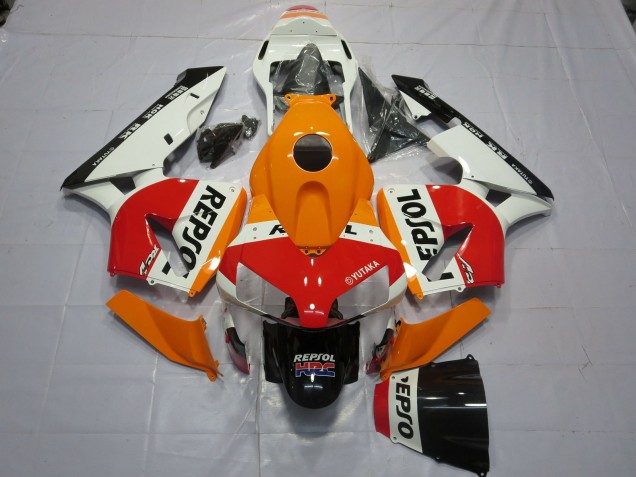 2003-2004 Weiß Orange Repsol CBR600RR Motorrad Verkleidungen 2003-2004 Weiß Orange Repsol CBR600RR Motorrad Verkleidungen