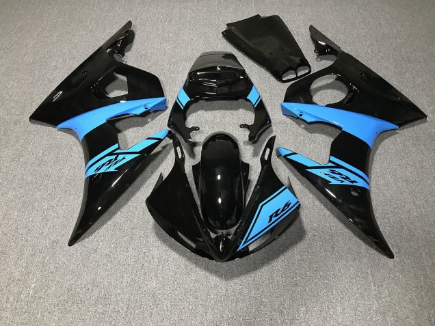 2003-2004 Schwarz Glänzend & Hellblau R6 Motorrad Verkleidungen 2003-2004 Schwarz Glänzend & Hellblau R6 Motorrad Verkleidungen