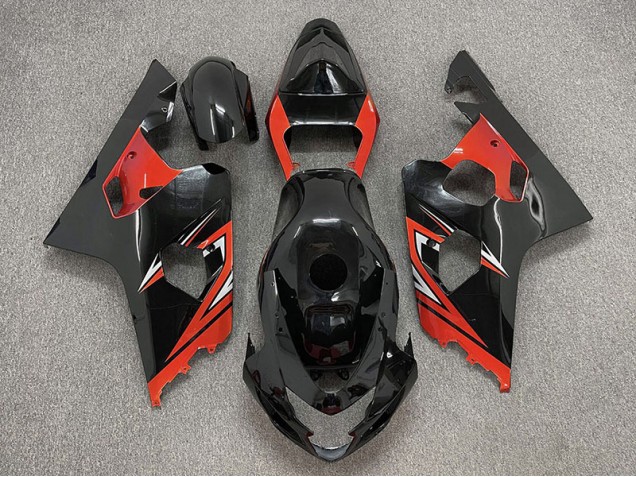 2004-2005 Glänzend Schwarz & Rot GSXR 600-750 Motorrad Verkleidungen 2004-2005 Glänzend Schwarz & Rot GSXR 600-750 Motorrad Verkleidungen