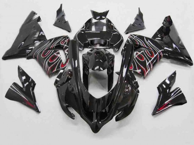 2004-2005 Rot Schwarz Flamme ZX10R Motorrad Verkleidungen 2004-2005 Rot Schwarz Flamme ZX10R Motorrad Verkleidungen