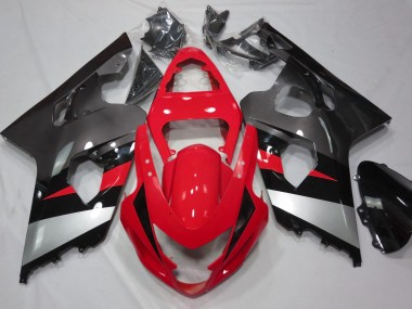 2004-2005 Rot & Silber Glänzend GSXR 600-750 Motorrad Verkleidungen