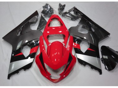 2004-2005 Rot & Silber Glänzend GSXR 600-750 Motorrad Verkleidungen