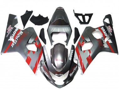 2004-2005 Silber & Rot Movistar GSXR 600-750 Motorrad Verkleidungen