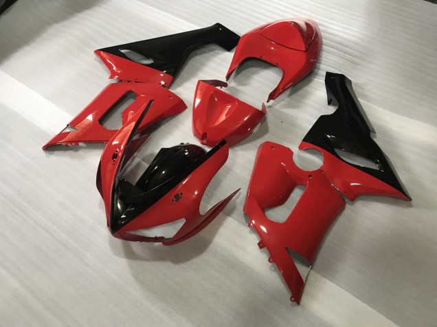 2005-2006 Benutzerdefiniert Rot & Schwarz ZX6R Motorrad Verkleidungen 2005-2006 Benutzerdefiniert Rot & Schwarz ZX6R Motorrad Verkleidungen