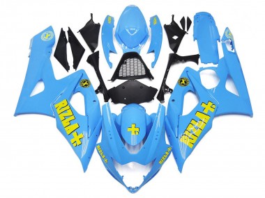 2005-2006 Weiß Blau Mit Gelb Rizla GSXR 1000 Motorrad Verkleidungen