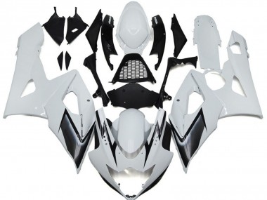 2005-2006 Glänzend Weiß Mit Silbernen Akzenten GSXR 1000 Motorrad Verkleidungen