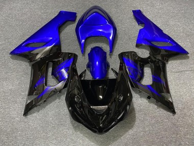 2005-2006 Glänzendes Schwarz & Blau ZX6R Motorrad Verkleidungen
