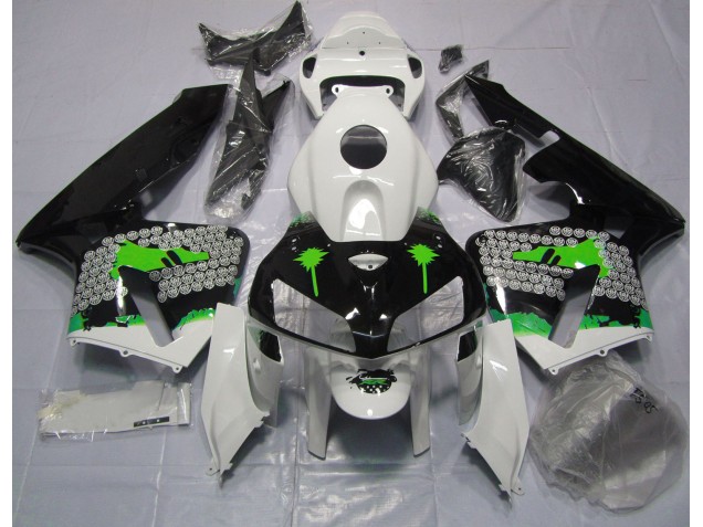 2005-2006 Grüne Spritzer Auf Glänzendem Schwarz CBR600RR Motorrad Verkleidungen 2005-2006 Grüne Spritzer Auf Glänzendem Schwarz CBR600RR Motorrad Verkleidungen