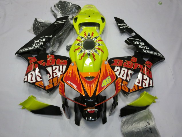2005-2006 Leuchtend Gelb Rossi CBR600RR Motorrad Verkleidungen 2005-2006 Leuchtend Gelb Rossi CBR600RR Motorrad Verkleidungen
