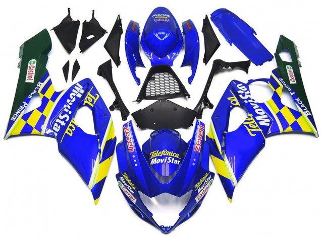2005-2006 Movistar Blau & Gelb Kariert GSXR 1000 Motorrad Verkleidungen 2005-2006 Movistar Blau & Gelb Kariert GSXR 1000 Motorrad Verkleidungen