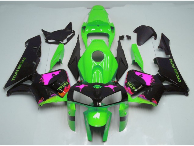 2005-2006 Rosa Splatter Auf Grün CBR600RR Motorrad Verkleidungen 2005-2006 Rosa Splatter Auf Grün CBR600RR Motorrad Verkleidungen