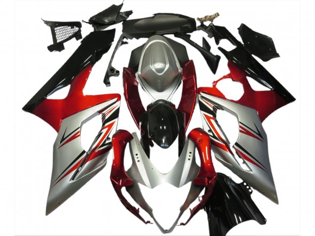 2005-2006 Rot & Silber GSXR 1000 Motorrad Verkleidungen 2005-2006 Rot & Silber GSXR 1000 Motorrad Verkleidungen