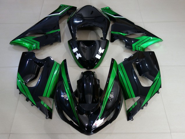 2005-2006 Schwarz Glänzend & Elektrogrün ZX6R Motorrad Verkleidungen 2005-2006 Schwarz Glänzend & Elektrogrün ZX6R Motorrad Verkleidungen
