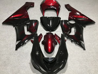 2005-2006 Schwarz Glänzend & Tiefrot ZX6R Motorrad Verkleidungen