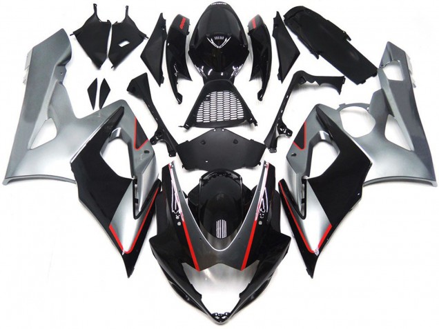 2005-2006 Schwarz & Silber Glänzend Mit Rot GSXR 1000 Motorrad Verkleidungen 2005-2006 Schwarz & Silber Glänzend Mit Rot GSXR 1000 Motorrad Verkleidungen