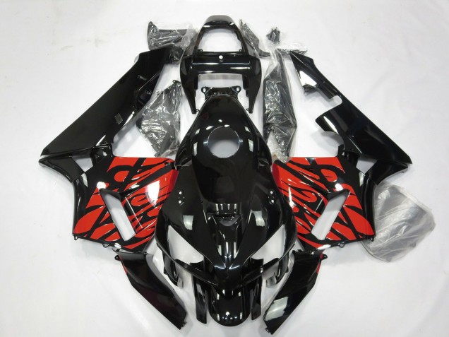 2005-2006 Schwarz & Tribal-Rot CBR600RR Motorrad Verkleidungen 2005-2006 Schwarz & Tribal-Rot CBR600RR Motorrad Verkleidungen