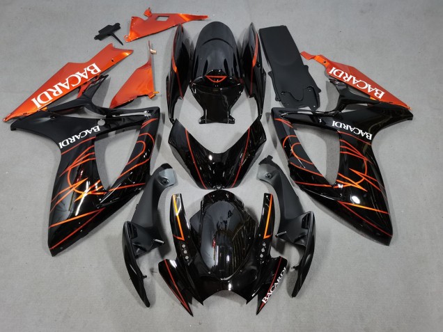 2006-2007 Bacardi Schwarz & Orange GSXR 600-750 Motorrad Verkleidungen 2006-2007 Bacardi Schwarz & Orange GSXR 600-750 Motorrad Verkleidungen