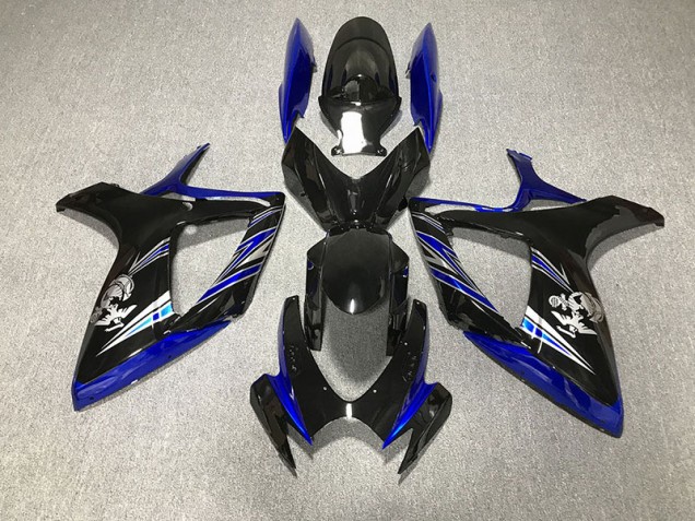 2006-2007 Glänzend Blau & Schwarz Custom GSXR 600-750 Motorrad Verkleidungen 2006-2007 Glänzend Blau & Schwarz Custom GSXR 600-750 Motorrad Verkleidungen