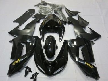 2006-2007 Glänzendes Schwarzes Gold ZX10R Motorrad Verkleidungen