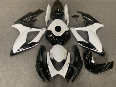 2006-2007 Matt Schwarz & Glänzend Weiß GSXR 600-750 Motorrad Verkleidungen