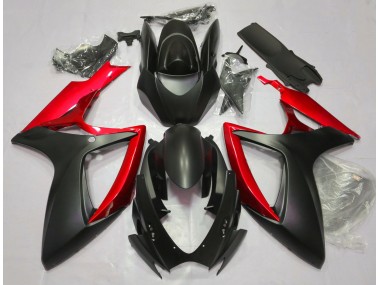 2006-2007 Matt Schwarz & Rot GSXR 600-750 Motorrad Verkleidungen