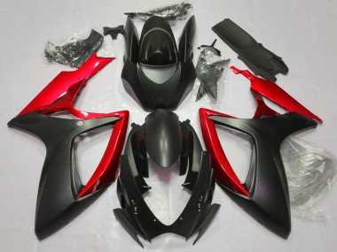 2006-2007 Matt Schwarz & Rot GSXR 600-750 Motorrad Verkleidungen