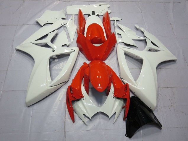 2006-2007 Orange & Weiß GSXR 600-750 Motorrad Verkleidungen 2006-2007 Orange & Weiß GSXR 600-750 Motorrad Verkleidungen