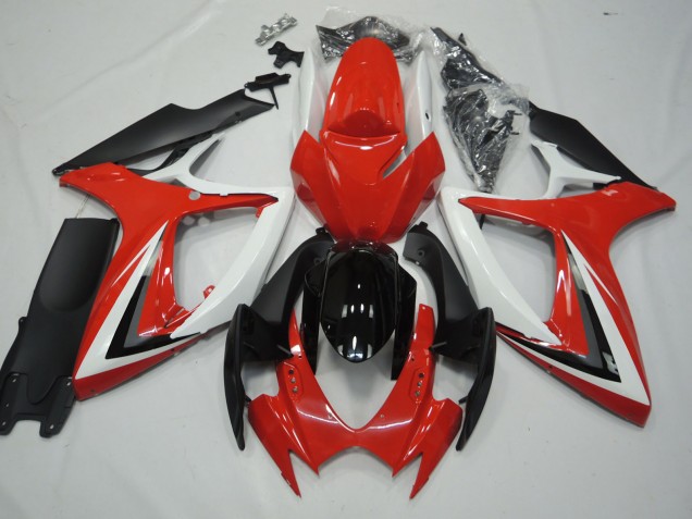 2006-2007 Rot & Weiß GSXR 600-750 Motorrad Verkleidungen 2006-2007 Rot & Weiß GSXR 600-750 Motorrad Verkleidungen