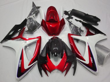 2006-2007 Rot & Weiß Ohne Abzeichen GSXR 600-750 Motorrad Verkleidungen