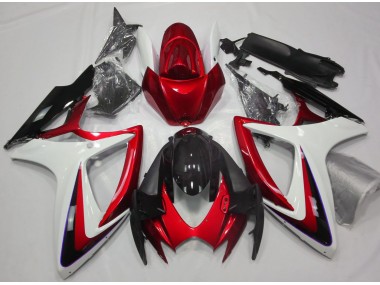 2006-2007 Rot & Weiß Ohne Abzeichen GSXR 600-750 Motorrad Verkleidungen