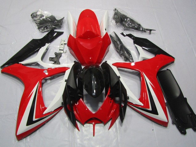 2006-2007 Rot Schwarz & Weiß GSXR 600-750 Motorrad Verkleidungen 2006-2007 Rot Schwarz & Weiß GSXR 600-750 Motorrad Verkleidungen