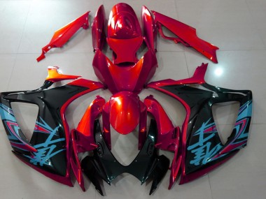 2006-2007 Rot & Schwarz Glänzend GSXR 600-750 Motorrad Verkleidungen