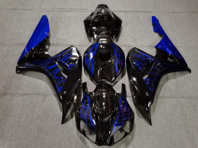 2006-2007 Schwarz Glänzend Blau Flame CBR1000RR Motorrad Verkleidungen 2006-2007 Schwarz Glänzend Blau Flame CBR1000RR Motorrad Verkleidungen