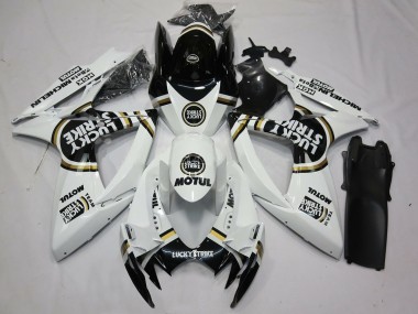 2006-2007 Schwarz Weiß Lucky Strike GSXR 600-750 Motorrad Verkleidungen